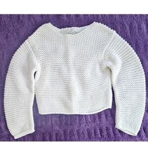 Vince Imported Organic Cotton Sweater White Cropped Open Knit Sz XS, New